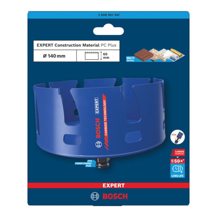 Bosch EXPERT Construction Material Power Change Plus Lochsäge, 140 x 60 mm