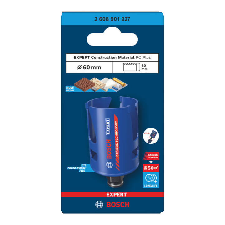 Bosch EXPERT Construction Material Power Change Plus Lochsäge, 60 x 60 mm