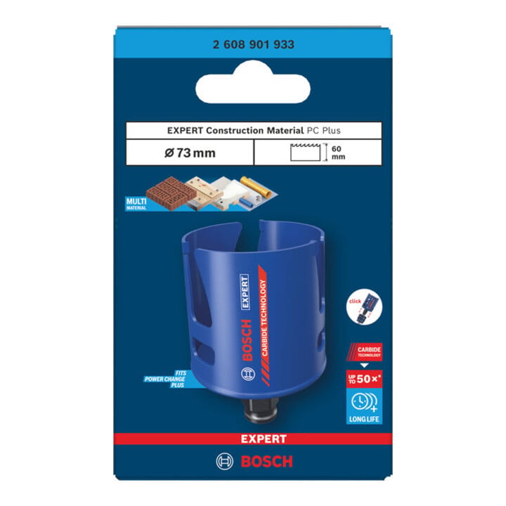 Bosch EXPERT Construction Material Power Change Plus Lochsäge, 73 x 60 mm