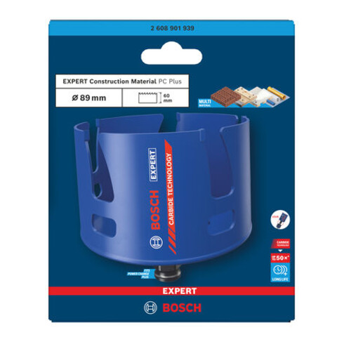 Bosch EXPERT Construction Material Power Change Plus Lochsäge, 92 x 60 mm
