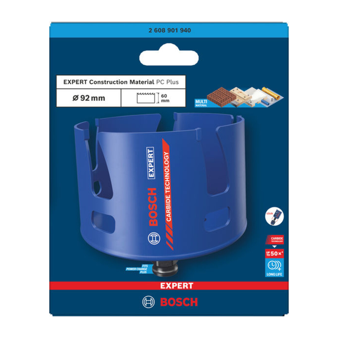 Bosch EXPERT Construction Material Power Change Plus Lochsäge, 98 x 60 mm