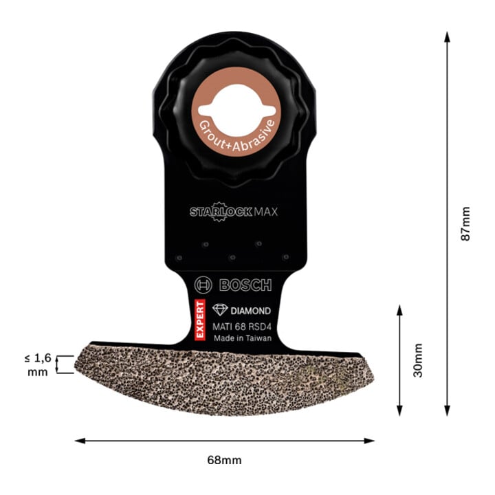 Bosch EXPERT Corner Blade MATI 68 RD4 Blat für Multifunktionswerkzeuge 68 x 10mm für oszillierende Multifunktionswerkzeuge