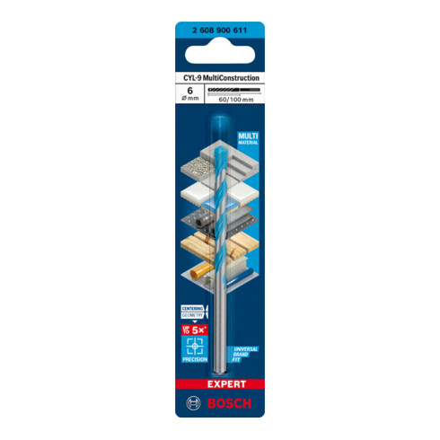 Bosch EXPERT CYL-9 MultiConstruction Bohrer 6 x 60 x 100mm d 5,5mm für Dreh- und Schlagbohrer