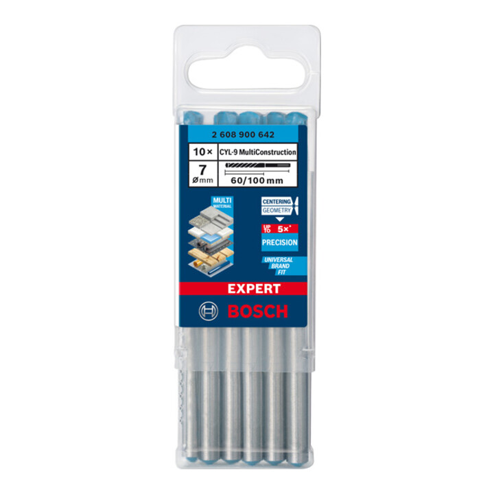 Bosch EXPERT CYL-9 MultiConstruction Bohrer 7 x 60 x 100mm d 6,5mm für Dreh- und Schlagbohrer