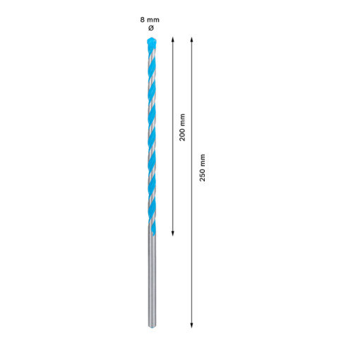 Bosch EXPERT CYL-9 MultiConstruction Bohrer, 8 x 200 x 250 mm, d 8 mm. Für Dreh- und Schlagbohrer