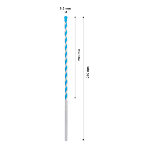 Bosch EXPERT CYL-9 MultiConstruction foret, 6.5 x 200 x 250 mm, d 6.5 mm. Pour les perceuses rotatives et à percussion