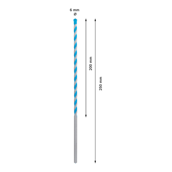 Bosch EXPERT CYL-9 MultiConstruction foret, 6 x 200 x 250 mm, d 6 mm. Pour les perceuses rotatives et à percussion
