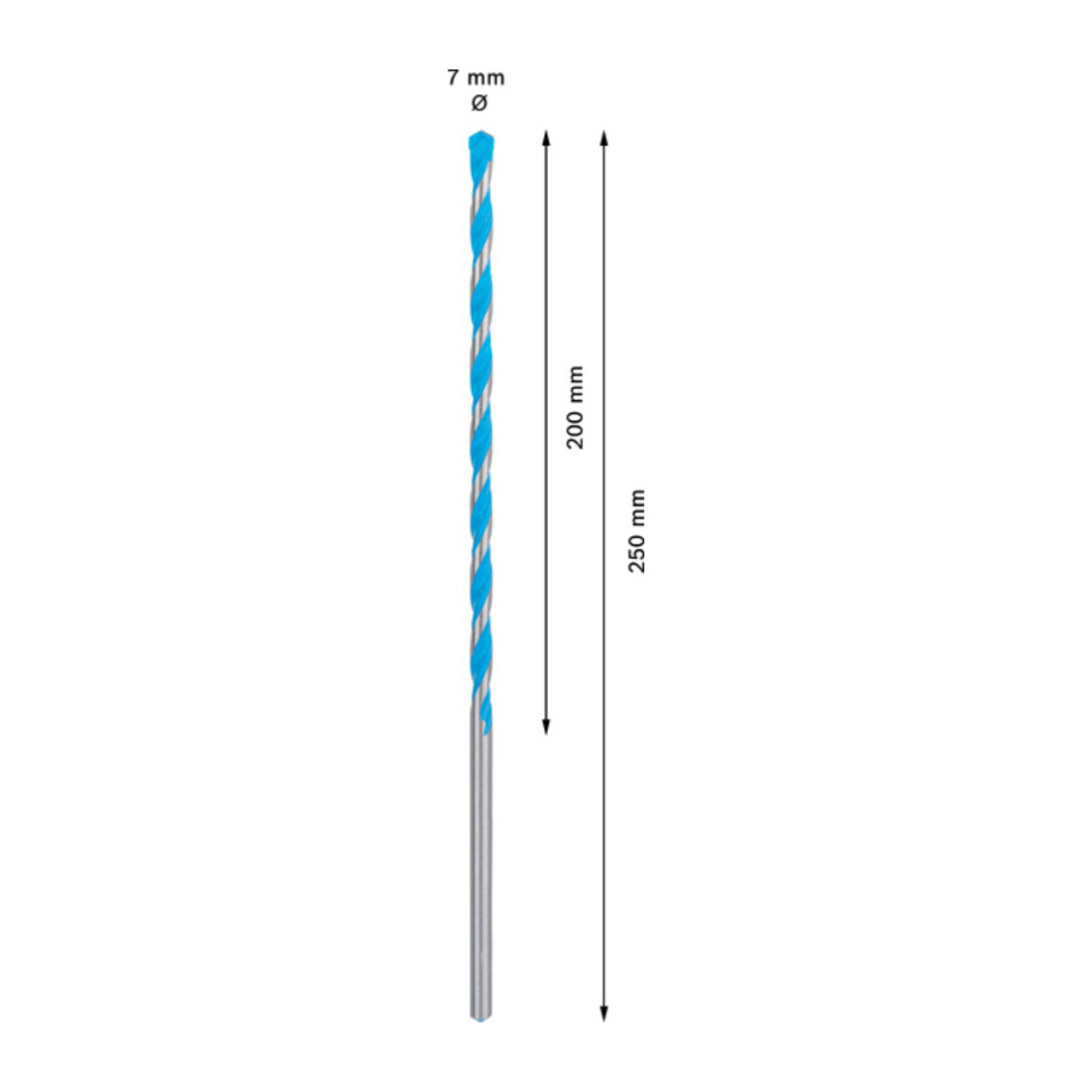Bosch EXPERT CYL-9 MultiConstruction foret, 7 x 200 x 250 mm, d 7 mm. Pour les perceuses rotatives et à percussion