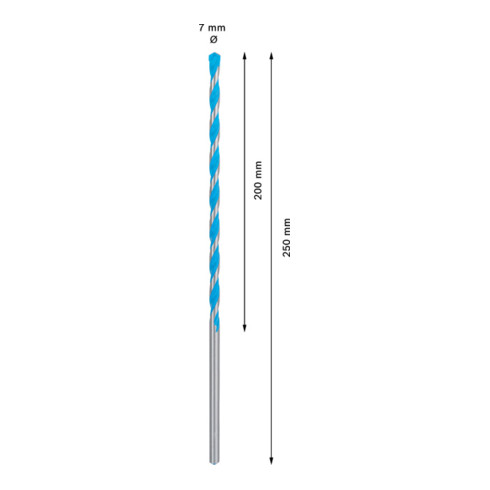 Bosch EXPERT CYL-9 MultiConstruction foret, 7 x 200 x 250 mm, d 7 mm. Pour les perceuses rotatives et à percussion