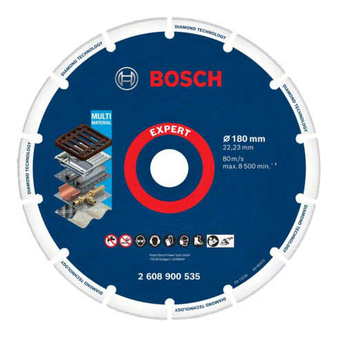 Bosch EXPERT diamant-metaalschijf doorslijpschijf 180 x 22,23mm voor grote haakse slijpmachines met klemmoer