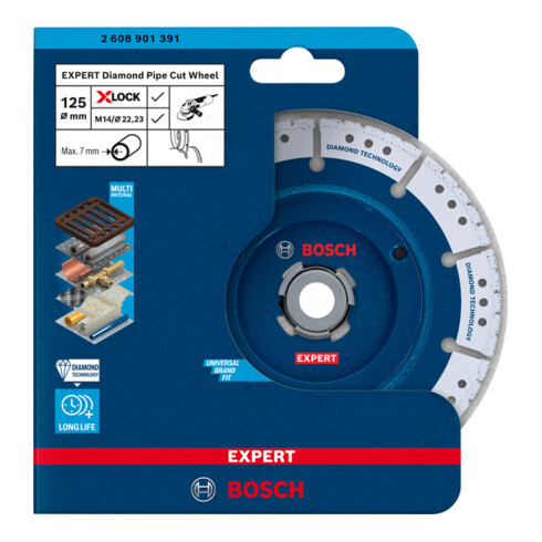 Bosch EXPERT Diamant-Rohrtrennscheibe X-LOCK, für kleine Winkelschleifer