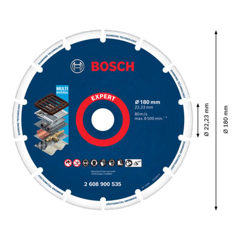 Bosch EXPERT Diamond Metal Wheel Trennscheibe 180 x 22,23mm für große Winkelschleifer mit Spannmutter