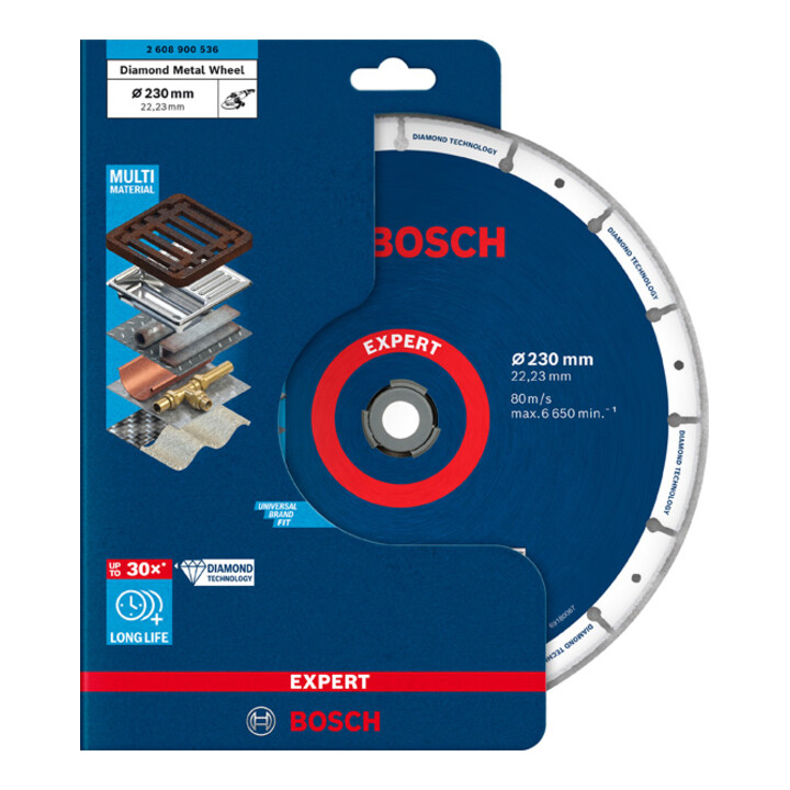 Bosch EXPERT Diamond Metal Wheel Trennscheibe 230 x 22,23mm für große Winkelschleifer mit Spannmutter