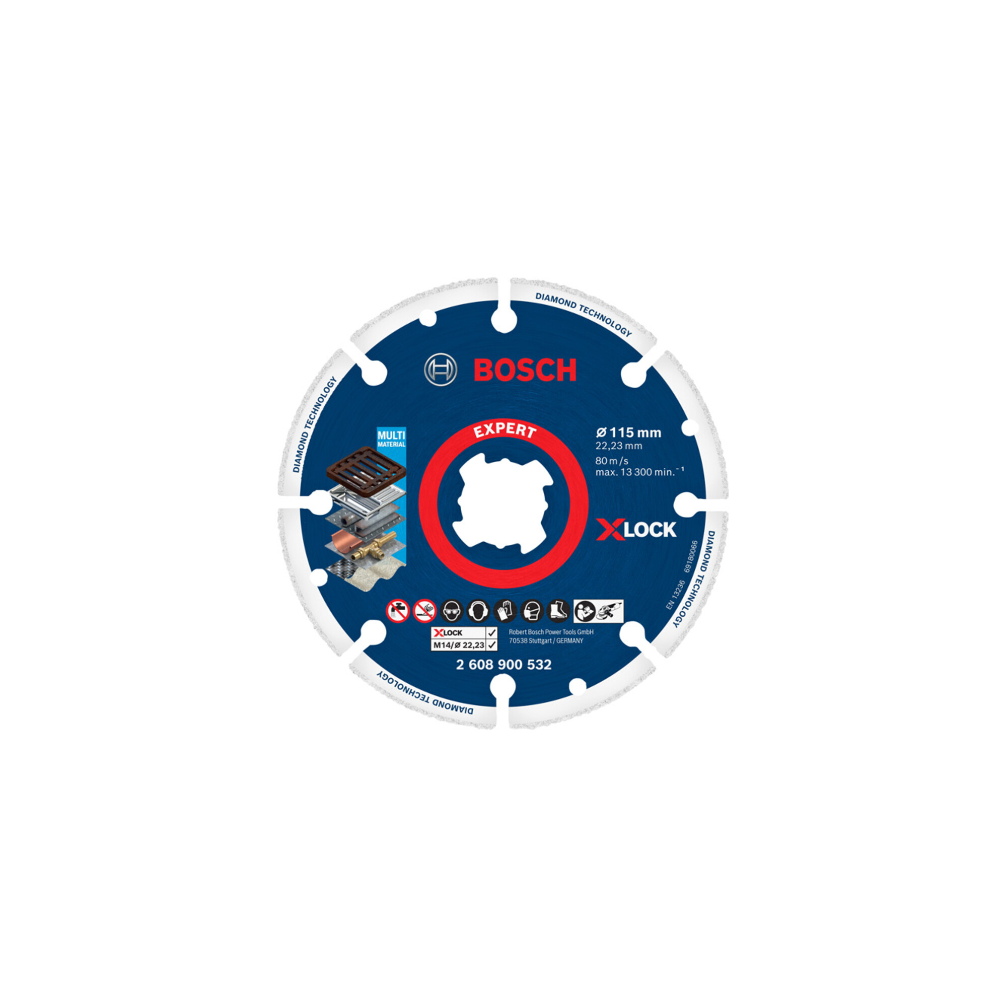 BOSCH EXPERT Diamond Metal Wheel X-LOCK Trennscheibe 115 x 22,23mm für Winkelschleifer mit X-LOCK und mit Spannmutter