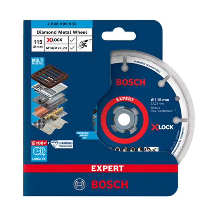 Bosch EXPERT Diamond Metal Wheel X-LOCK Trennscheibe 115 x 22,23mm für Winkelschleifer mit X-LOCK und mit Spannmutter