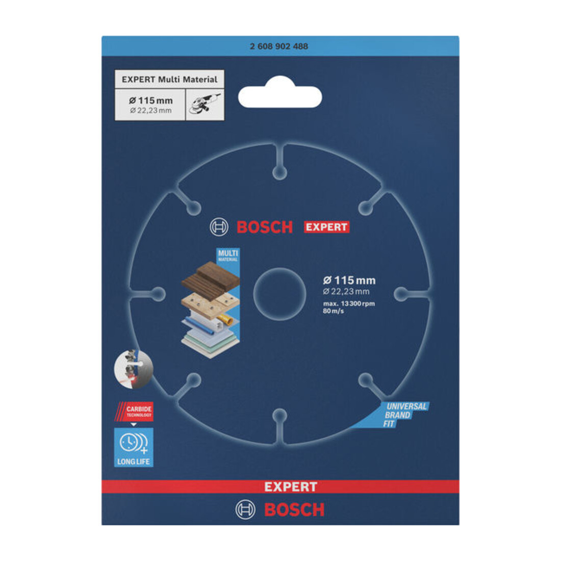 Bosch EXPERT Disco da taglio multi-materiale in carburo, 115 x 22,23 mm
