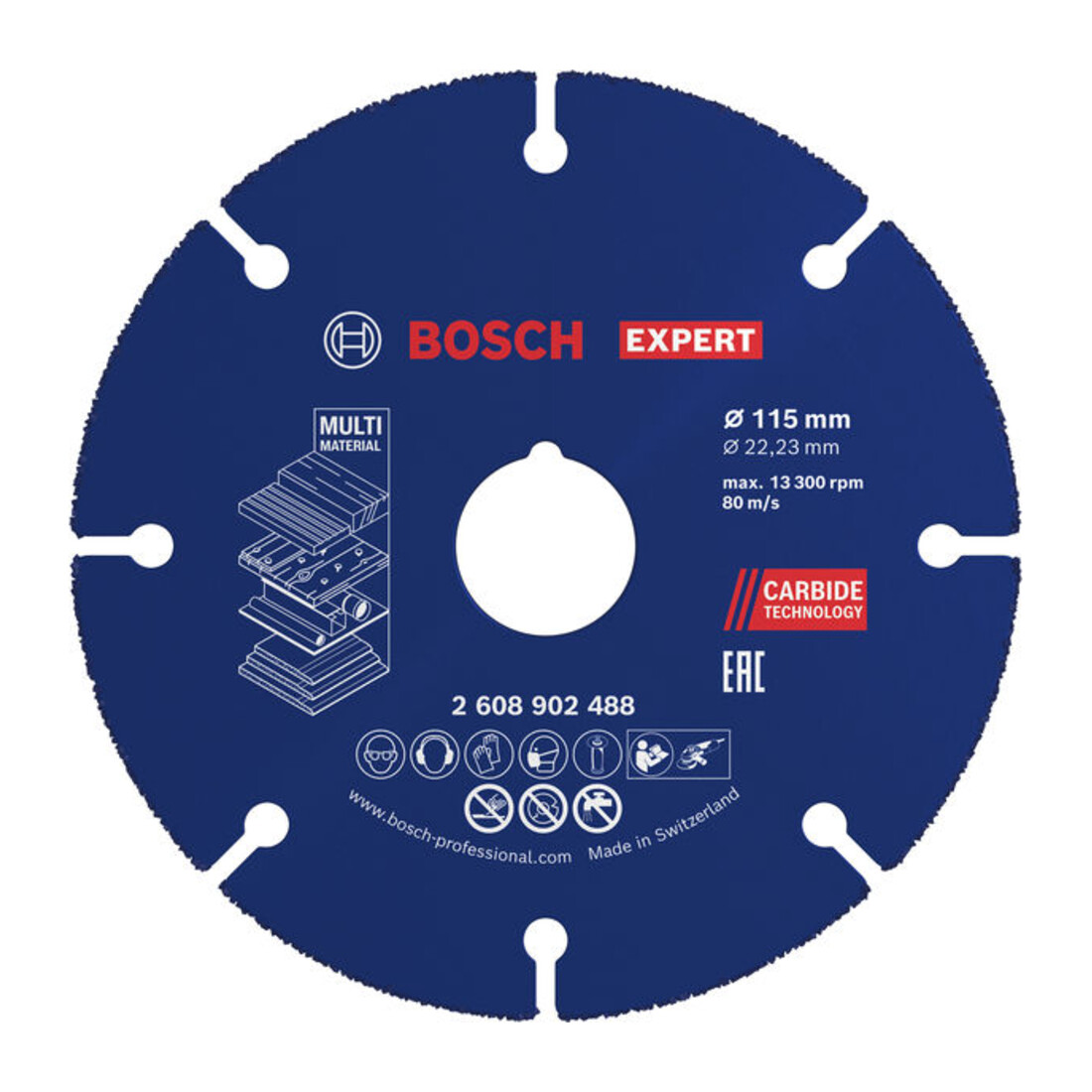 Bosch EXPERT Disco da taglio multi-materiale in carburo, 115 x 22,23 mm