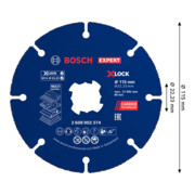 Bosch EXPERT Disco da taglio multi materiale in carburo, 115 x 22,23 mm, X-Lock, 10 pezzi-2