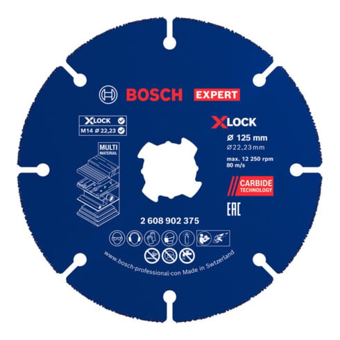 Bosch EXPERT Disco da taglio multi materiale in carburo, 125 x 22,23 mm, X-Lock, 10 pezzi