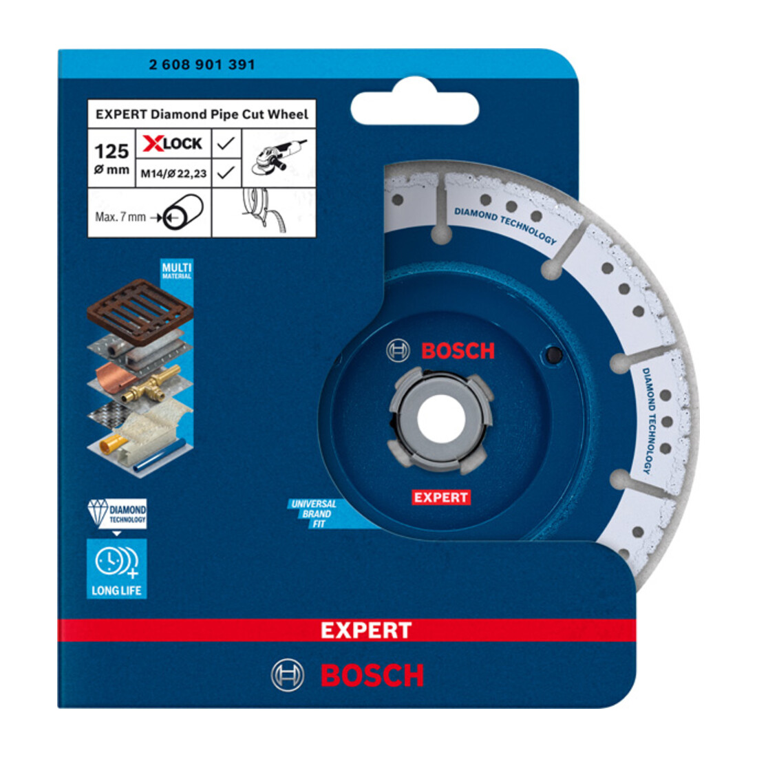 Bosch EXPERT Disque à tronçonner diamanté X-LOCK, pour petites meuleuses angulaires
