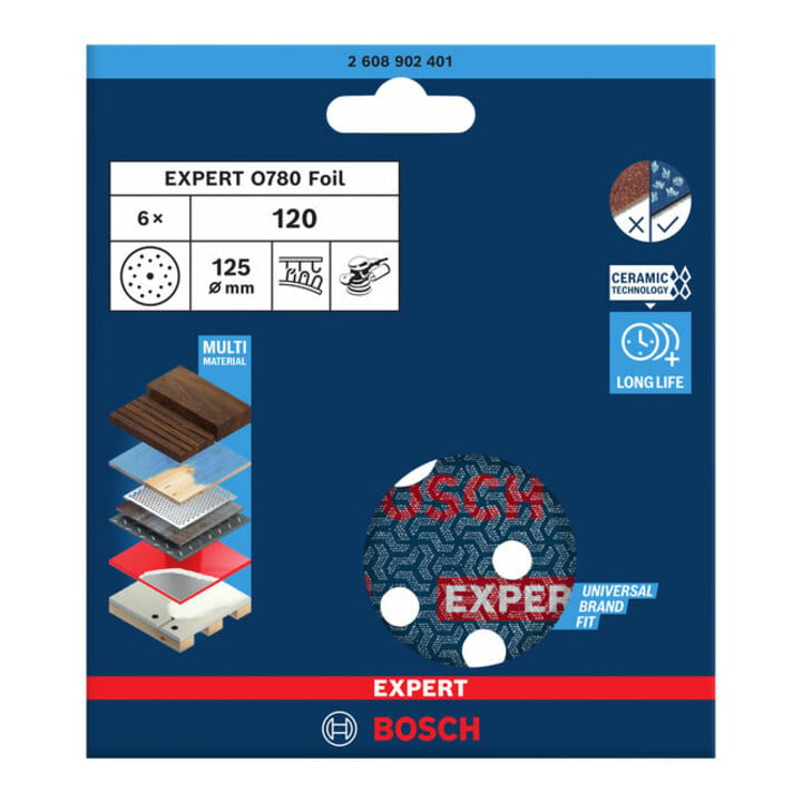 Bosch EXPERT Disque abrasif feuille, 125 mm, G120