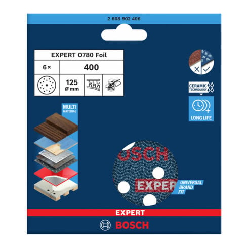 Bosch EXPERT Disque abrasif feuille, 125 mm, G400