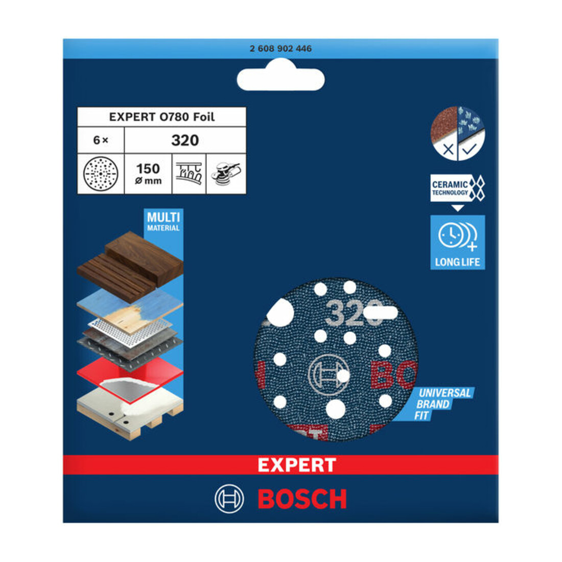 Bosch EXPERT Disque abrasif feuille, 150 mm, G320