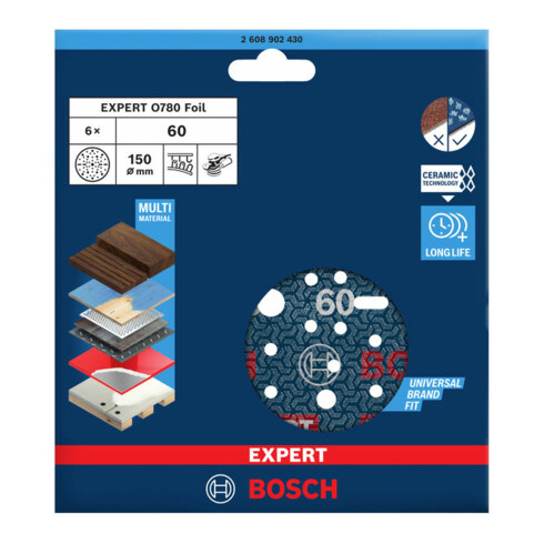 Bosch EXPERT Disque abrasif feuille, 150 mm, G60