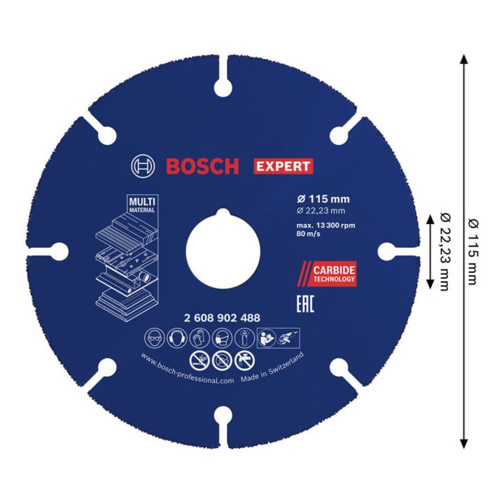 Bosch EXPERT Disque de coupe multi-matériaux carbure, 115 x 22,23 mm