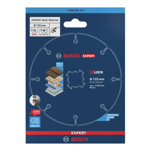 Bosch EXPERT Disque de tronçonnage carbure Multi Material, 125 x 1,6 x 22,23 mm, X-Lock