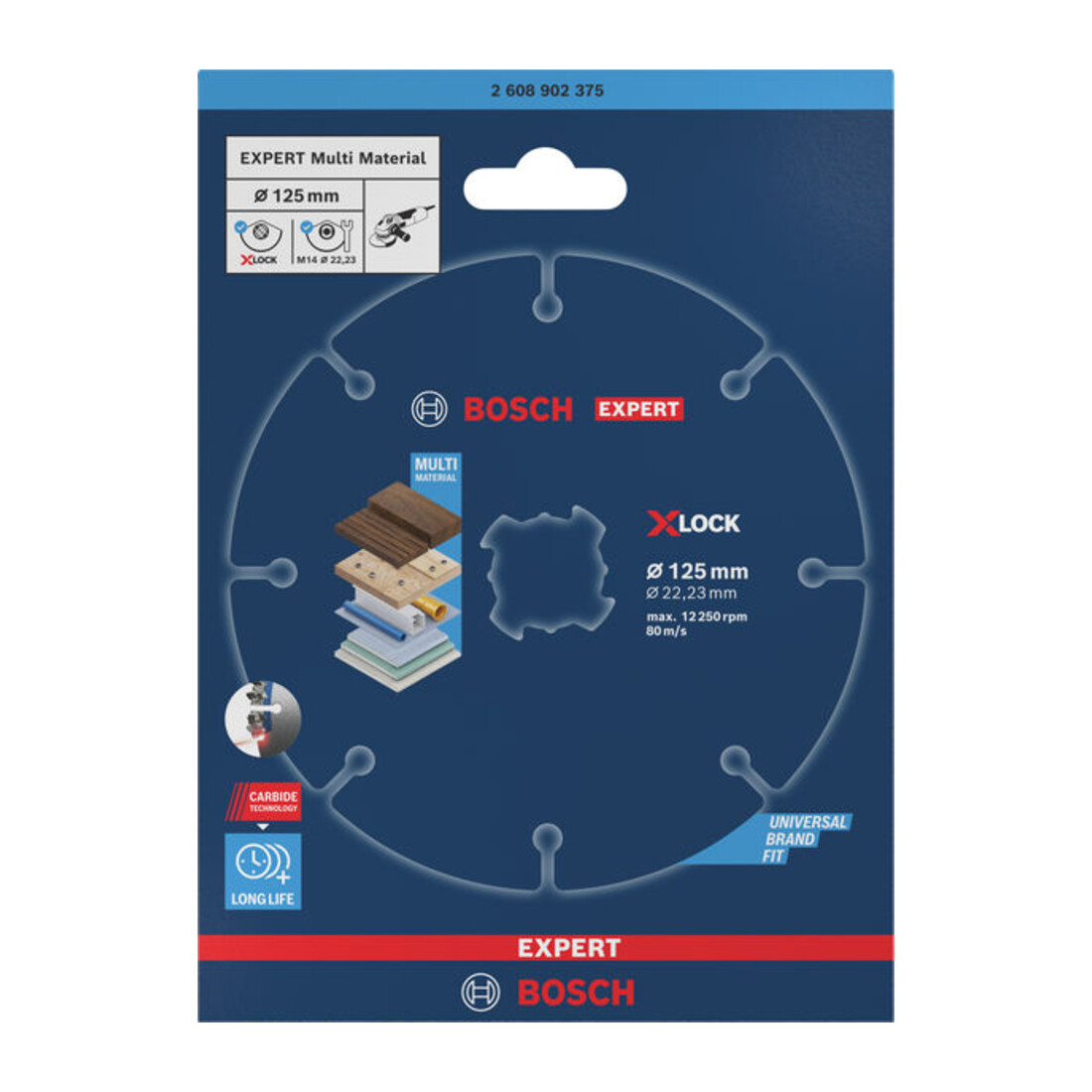 Bosch EXPERT Disque de tronçonnage carbure Multi Material, 125 x 1,6 x 22,23 mm, X-Lock