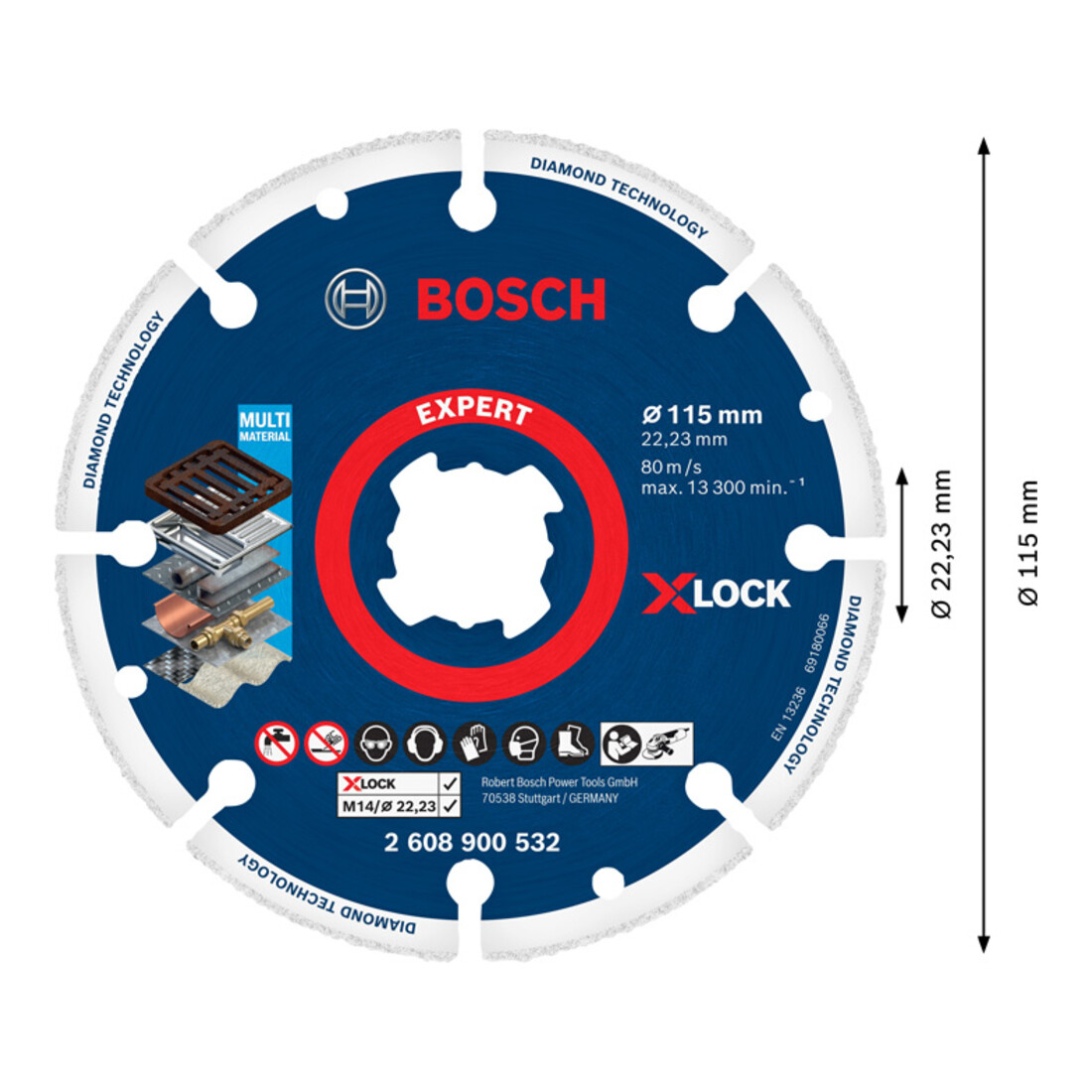 Bosch EXPERT Disque métal diamanté X-LOCK disque de coupe, 115 x 22,23 mm