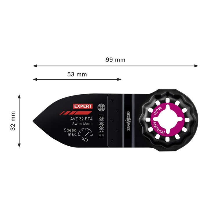 Bosch Expert Doigt de ponçage grossier AVZ 32 RT4 Plateau de ponçage pour outils multifonctions, 32 x 50 mm