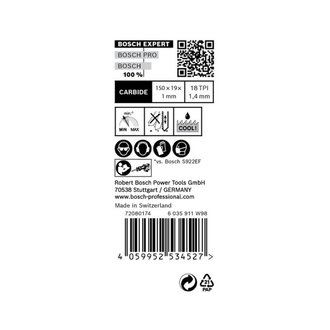 Bosch Expert "dun metaal" S 922 EHM reciprozaagblad