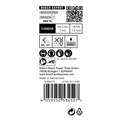 Bosch Expert "dun metaal" S 922 EHM reciprozaagblad