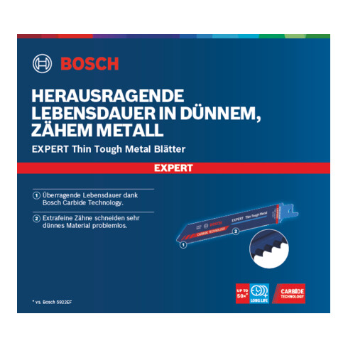 Bosch Expert "dun metaal" S 922 EHM reciprozaagblad