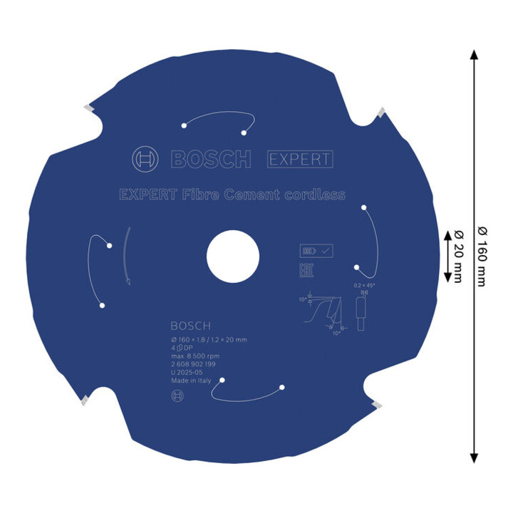 Bosch EXPERT Fiber Cement Kreissägeblatt, 160x1,8x20 mm, Z4