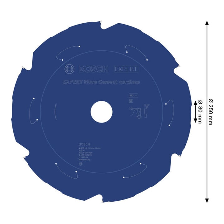 Bosch EXPERT Fiber Cement Kreissägeblatt, 250x2,2x30 mm, Z6