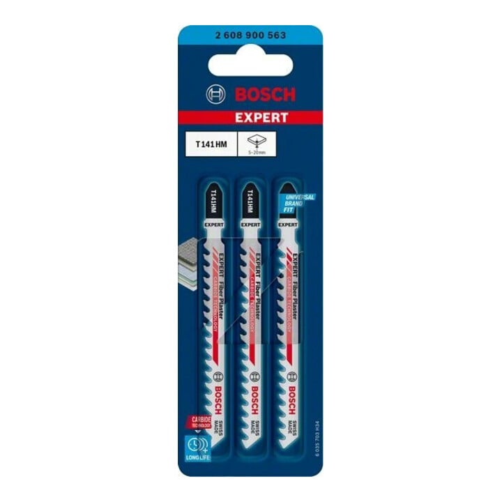 Bosch EXPERT Fiber Plaster T 141 HM Stichsägeblatt 3 Stück für Stichsägen