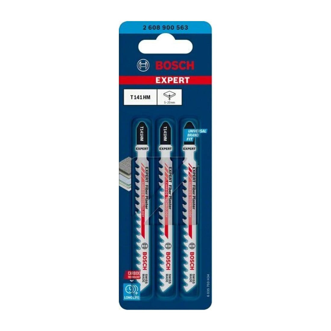 Bosch EXPERT Fiber Plaster T 141 HM Stichsägeblatt 3 Stück für Stichsägen