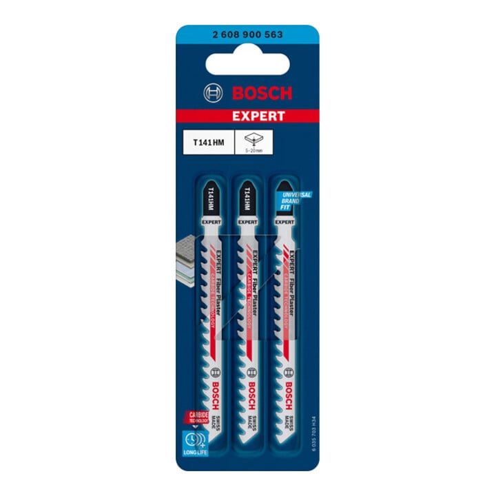Bosch EXPERT Fiber Plaster T 141 HM Stichsägeblatt 3 Stück für Stichsägen