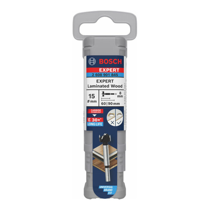 Bosch EXPERT Foret à charnière pour bois stratifié, 15 x 60 x 90 mm