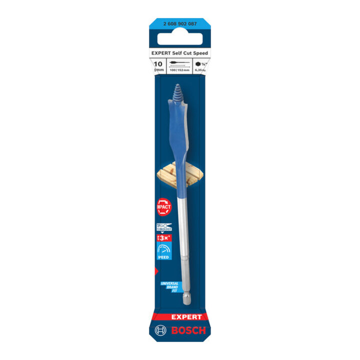 Bosch EXPERT Foret à fraiser plat Self Cut Speed, 10 x 152 mm