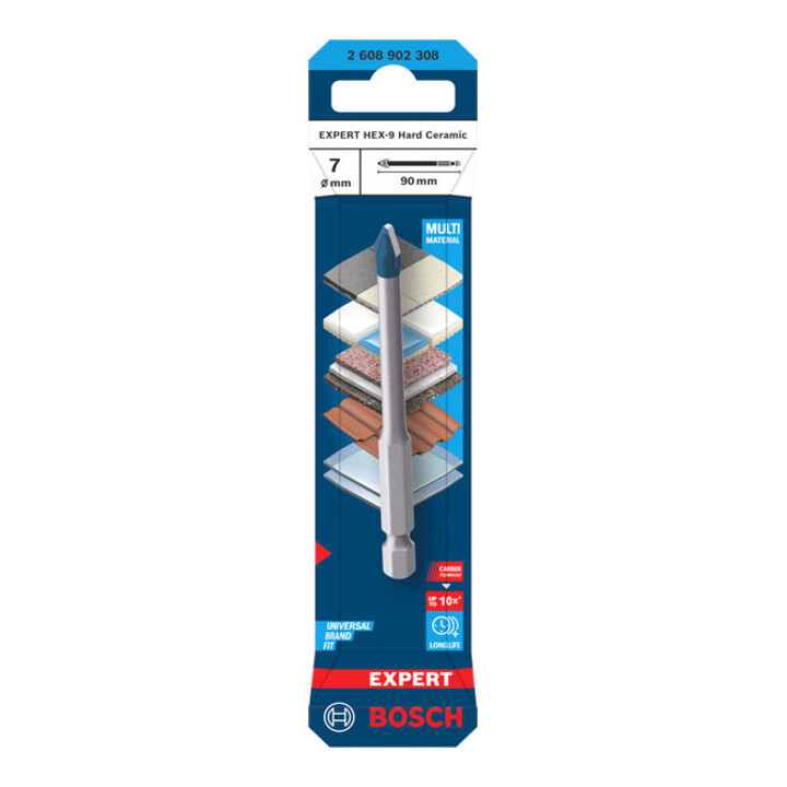 Bosch EXPERT Foret céramique dure HEX-9, 7 x 90 mm