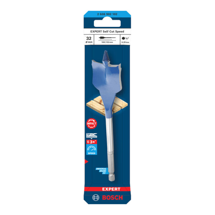 Bosch EXPERT Foret fraiseur plat Self Cut Speed, 32 x 152 mm