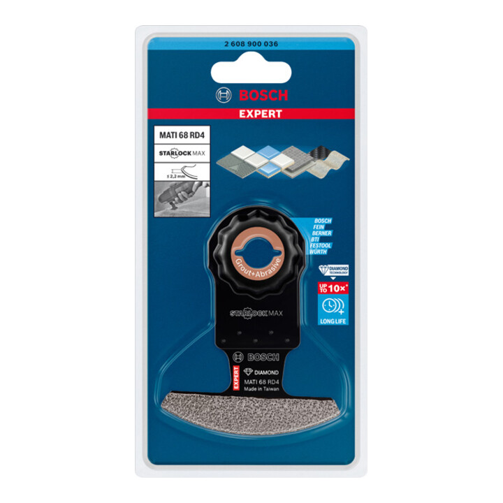 Bosch Expert Grout Corner Blade MATI 68 RD4 Lame pour outils multifonctions, 68 x 30 mm