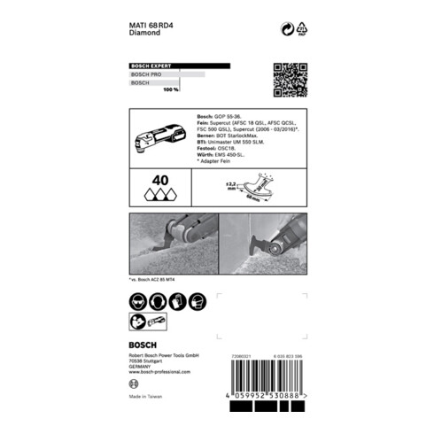 Bosch Expert Grout Corner Blade MATI 68 RD4 Mes voor multifunctioneel gereedschap, 68 x 30 mm