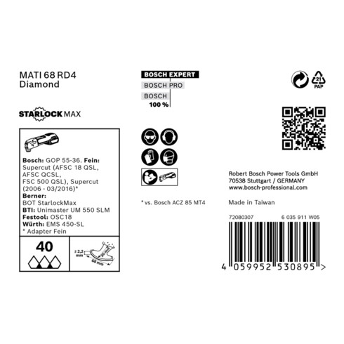 Bosch Expert Grout Corner Blade MATI 68 RD4 Mes voor multifunctioneel gereedschap, 68 x 30 mm