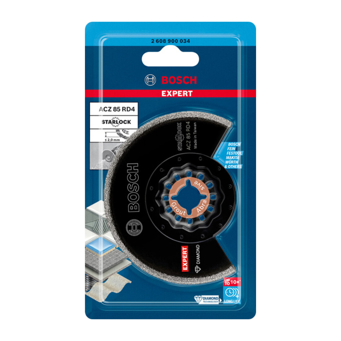 Bosch Expert Grout Segment Blade ACZ 85 RD4 Lame pour outils multifonctions, 85 mm