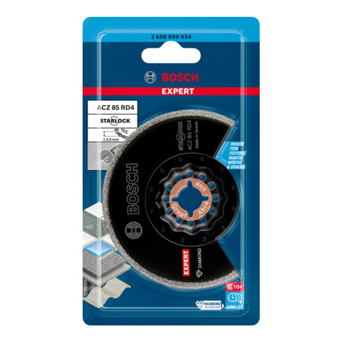 Bosch Expert Grout Segment Blade ACZ 85 RD4 Lame pour outils multifonctions, 85 mm